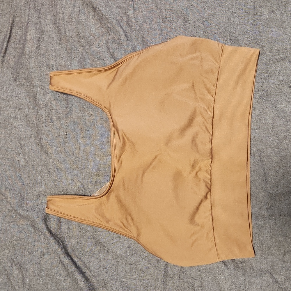Sports Bra, tan, size small, removable padding, medium support, Fabletics